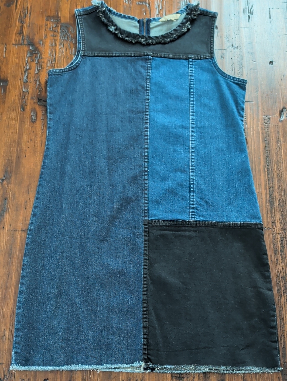 Hope and Harlow Blue and Black Denim Patchwork Sleeveless Shift Dress Size S